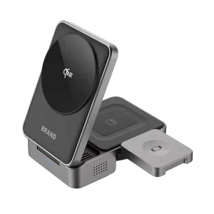 Latest Product Desktop Magnetic Qi2 Wireless Charger Stand 3-in-1 Wireless Charging Station