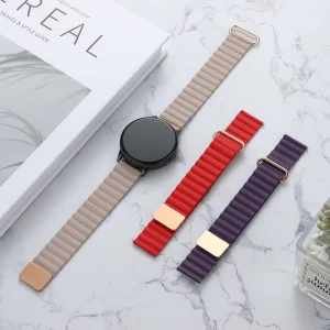 Quick Release Magnetic Loop Smart Watch Strap Leather Watch Bands Bracelet Wrist 20mm 22mm for Samsung Galaxy Huawei GT