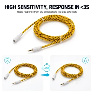 Quick Response Water Leak Alarm Cable Strobe Alarm CE FCC RoHS Certified Customizable Length Easy Install for Water