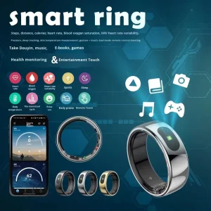 R08 Touch Smart Ring for Students Sleep Tracker Health Monitor 5ATM Waterproof Daily Exercise Monitoring