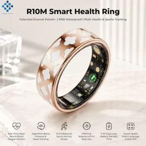 R10M Stainless Steel Smart Ring Activity Tracker AI Voice Assistant IP68 Waterproof Magnetic Charging 10 Days Battery Life for