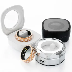 R18 Black Enamel Smart Health Ring Fitness Tracker Android App Control Sleep Exercise Heart Rate Monitoring IP68