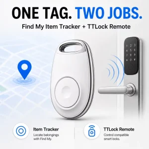 R2 2-in-1 Find My Item Tracker and TTLock BLE 5.3 Remote Key Fob for Compatible Smart Locks