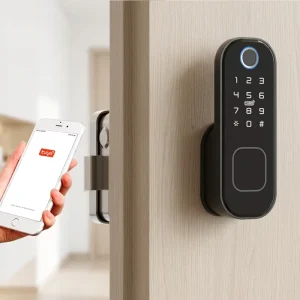 R5 Tuya WiFi Smart Lock 6 in 1 Keyless Anti Peep Code Grade C Cylinder for Wood Metal Doors Home Hotel Office