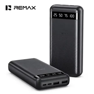 REMAX RPP 11 20000mAh Custom Power Bank 2.4A Fast Charging USB C Digital Display 2 Input 3 Output Portable Charger for Travel