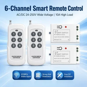 RF 433Mhz 315Mhz 10A Long Range Smart Remote Control Switch with IP65 Rating for Smart Home System
