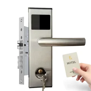RF Hotel Wooden Door Lock Smart RFID Card or Mechanical Key Unlock Lock