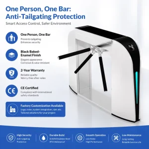 RFID Biometric Access Control Pedestrian Security System Semi-Automatic Tripod Turnstile Gate for Subway Station and Gym