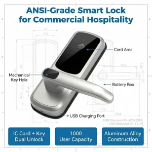 RFID Hotel Smart Lock System with Free Management Software Electronic Digital Key Card Door Lock for Hotel Rooms with Key Unlock