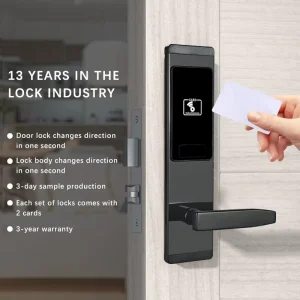 RFID Mortise Handle for Keyless Entry Stainless Steel Wood Door Smart Lock Card Wooden Access Control System for Hotels Gates