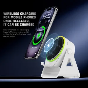 3-in-1 Smart Sensor Wireless Charger Speaker Fast Charging Stand with Hi-Fi Bluetooth Audio and RGB Rhythm Lights