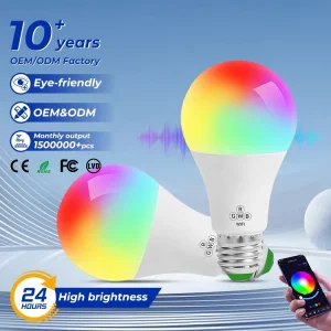 High-Brightness Remote-Controlled Wireless Music-Sync RGB Dimmable Smart LED Bulb