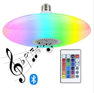 RGB 30W LED UFO Music Light Smart Bulb, Remote-Controlled Color-Adjustable Dimmable Party Light