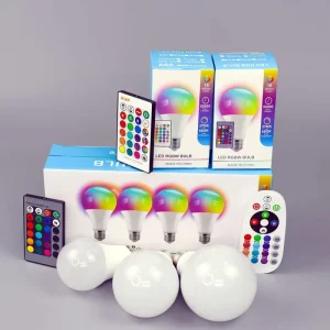Professional Factory Smart RGB Light Bulb 3W 5W 10W 9W 15W E27 B22 E26 Color Ambient Light with Remote Control