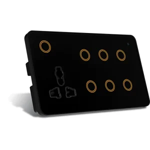 RGB Backlight 147MM Indian Glass Panel Google Home Alexa Tuya Zigbee Smart 6Gang Switch & Wall Universal Socket