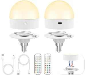 Smart Remote-Controlled RGB E27 E14 Portable LED Rechargeable Bulb Lamp with USB Charging