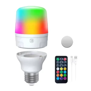 RGB E27 LED USB-Rechargeable Light Bulb, 1600 mAh Battery-Powered, Remote-Controlled, Smart Color-Changing, Magnetic Detachable, AC, RoHS