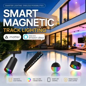 RGB LED Magnetic Track Light Modular Rail Linear Grille Dimmable Matter Alexa Smart High CRI 90 Hotel Retail Office Projects Kit
