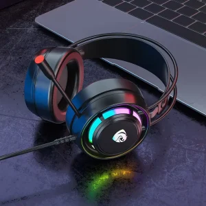 RGB Over Ear Gaming Headset with Active Noise Cancelling Microphone Metal & Leather Wired SmartLink IP65 Waterproof PSH 300