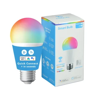 RGB Wireless Smart LED Light Bulb A19 E26, High CRI, Dimmable, Adjustable Brightness, Assistant-Compatible, Remote Control Switch