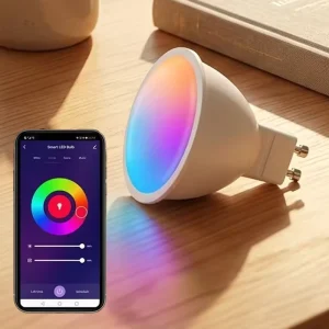 Smart RGB+CCT 5W Wireless LED Bulb Compatible with Google Assistant, Remote Control, GU10/E27/GU5.3 Bases, Dimmable, 3-Year Warranty