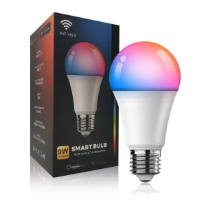 AC-Powered Dimmable RGBCW LED Bulb, 9W PC LED Bulb with Smart Alexa and Google Assistant Voice Control