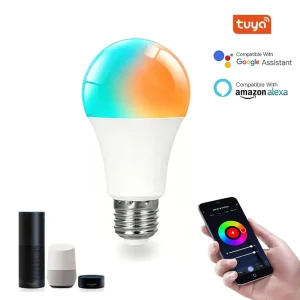 RGBCW WiFi Color-Changing Smart Home Light Bulb Compatible with Alexa and Google Home Assistant, B22/E26/E27, 9W Multicolor LED Bulb