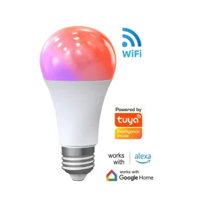 RGBCW Dimmable Color Wi-Fi E27/E26 9W LED Bulb, Tuya Smart Life App Compatible with Alexa and Google