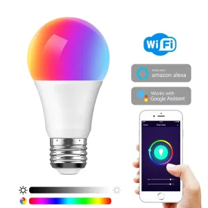 Smart Wireless RGBCW LED Bulb, 9W Dimmable Color Smart Home A60 Bulb