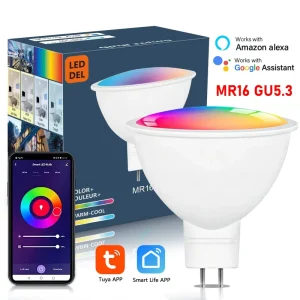 Smart LED Spotlight Bulb, App-Controlled, Works with Alexa and Google Home, RGBCW Color-Changing WiFi GU5.3/MR16 DC12V LED Bulb