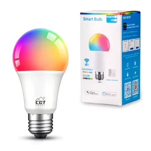 Smart Color-Changing Light Bulb, RGBTW-Compatible, Color and Voice Control, Suitable for E27/E26, RoHS
