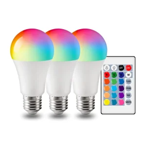 Remote-Controlled RGBW A60 10W E27 LED Smart Bulb AC85-265V 24-Key Dimmable Color-Changing Light for Parties and Bars