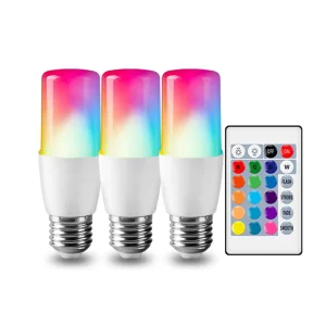 Remote-Controlled RGBW T37 E27 LED Smart Bulb, AC85-265V, 6W, 24-Key Dimmable Color Light for Parties and Bars