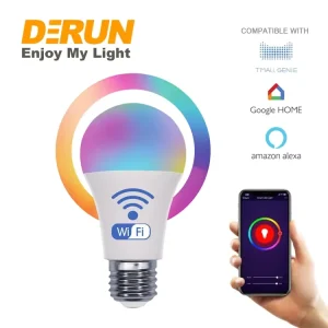 Factory-Controlled RGB Smart Home Wi-Fi Light Bulb with Remote Control, 85-265V A60 Music Color LED Bulb