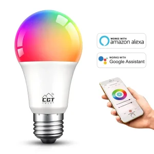 Smart Wireless RGB Multicolor Dimmable WiFi App-Controlled E26/E27 LED Bulb Compatible with Alexa and Google Home