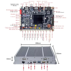 RK3576 Industrial Fanless Embedded Computer 8GB RAM Digital Signage 4K Media Player IP65 Android 14 Linux Ubuntu AI Computer