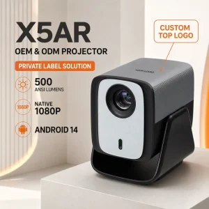 ROJIN OEM ODM X5AR Portable Smart Projector 10 Bit Color Dual 5W HiFi Auto Screen Recognition Custom Logo Proyector