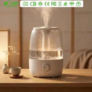 RUNAL 4L Electric Cool Mist Plastic Black White Desktop Negative Ion Ultrasonic Humidifier Knob Control <36dB for Large Rooms