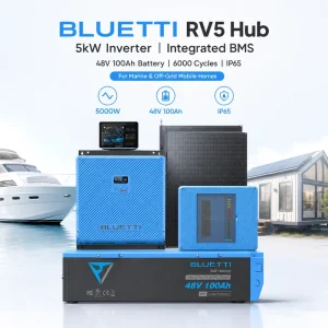 RV5 Hub 5kW Inverter Integrated BMS 48V 100Ah Battery 6000 Cycles IP65 for Marine and Off-Grid Mobile Homes