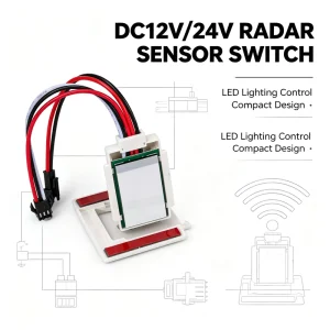 Radar Induction LED Glass Switch 24V Touchless Motion Sensor with 0-3m Sensing Range IP54 for Smart Bathroom Mirror Lighting