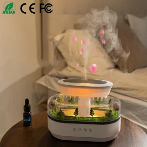 Rain Fragrance Oil Defuser Smart Cool Mist White Noise Micro Plant Landscape Raindrop Air Humidifier Aroma Diffuser With Ce Rohs