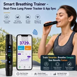 Real Time APP Display Smart for Aluminum Alloy Lung Trainer Dual Channel Inhale Exhale 3 Resistance Gears Sshtang Model P1