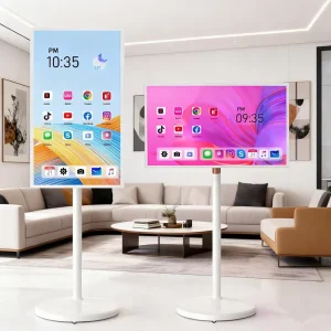 Rechargeable 32 Inch FHD Android LCD Display Wireless Smart TV on Wheels Built in Battery Interactive Touch Monitor