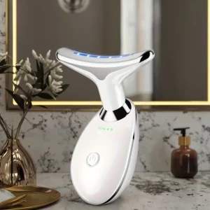 Rechargeable 7-Color LED Light Facial & Neck Massager Smart Health Heat Therapy Tool for Skin Smoothing and Brightening