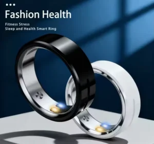 Rechargeable Touchscreen Ceramic Smart Ring Fitness Health Monitoring Sleep Tracking Reminder Alarm AI Voice