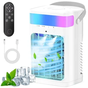 Rechargeable USB Desk Spray Aroma Diffuser Personal Humidifier Evaporative Air Conditioner Fan Air Cooler