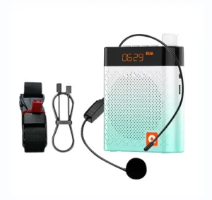 Rechargeable Wireless Voice Amplifier with Portable Loudspeaker with Headset Microphone