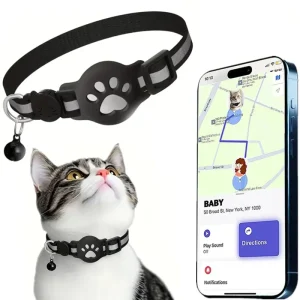 Reflective Breakaway Cat Collar With Bell Smart Bluetooth Pet Tracker Real Time APP Positioning Anti Lost Locator for Cat Safety