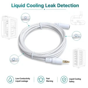 Reliable Water Leak Detector 4mm Liquid Cooling Leak Sensing Cable 150C White Sensor for Data Center Cabinets
