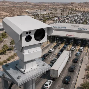 Remote Border Checkpoint Surveillance Camera With Thermal EO IR Laser Rangefinder PTZ Camera